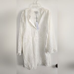 Miguelina Women's Ivory Verity Scallop-Hem Mini Dress Size L , new with tags